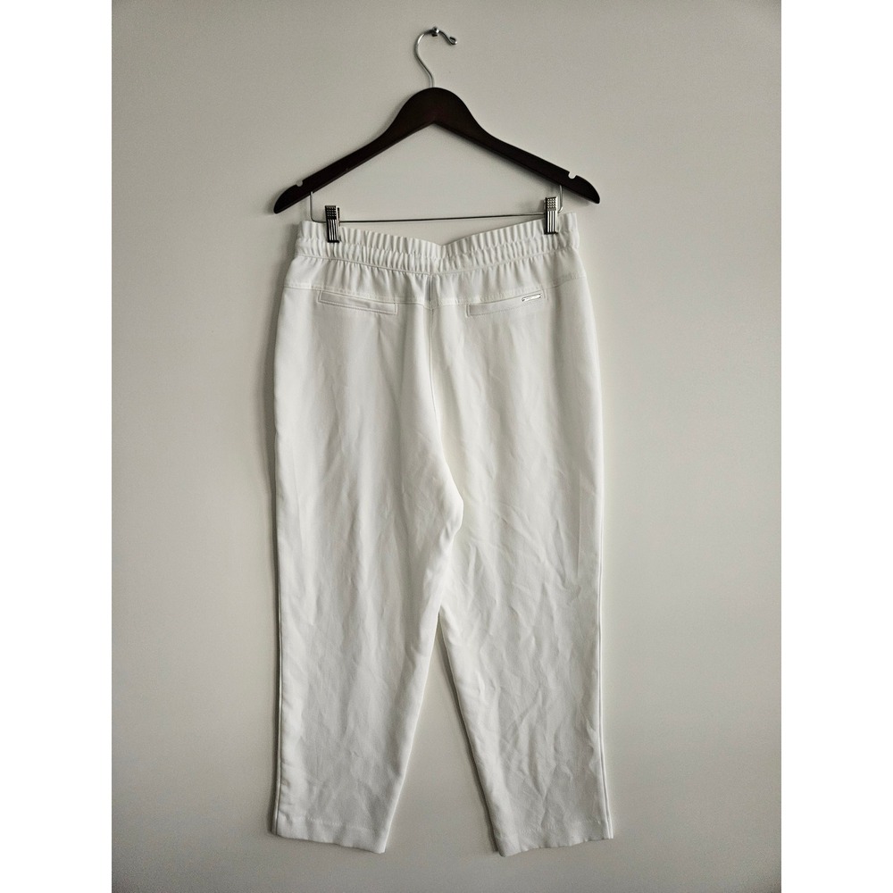 Chicos Black Label White Ankle Pants Size 1 US 8 Elastic Waist Pull On Career - Picture 3 of 4